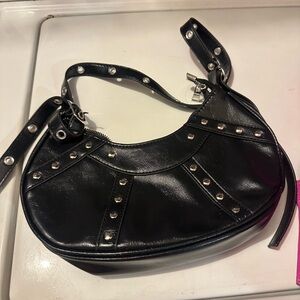 SHEIN Black Studded Shoulder Bag